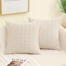 Axyaa Corduroy Striped Pillow Cover Set - 45x45 cm - Boho Home Decor