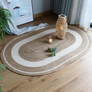 Axyaa Round Woven Rattan Carpets, Natural Straw Floor Mats for Living Room & Bedroom