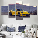 Axyaa Yellow Supercar Performance 911 Canvas Wall Art Home Decor Pieces