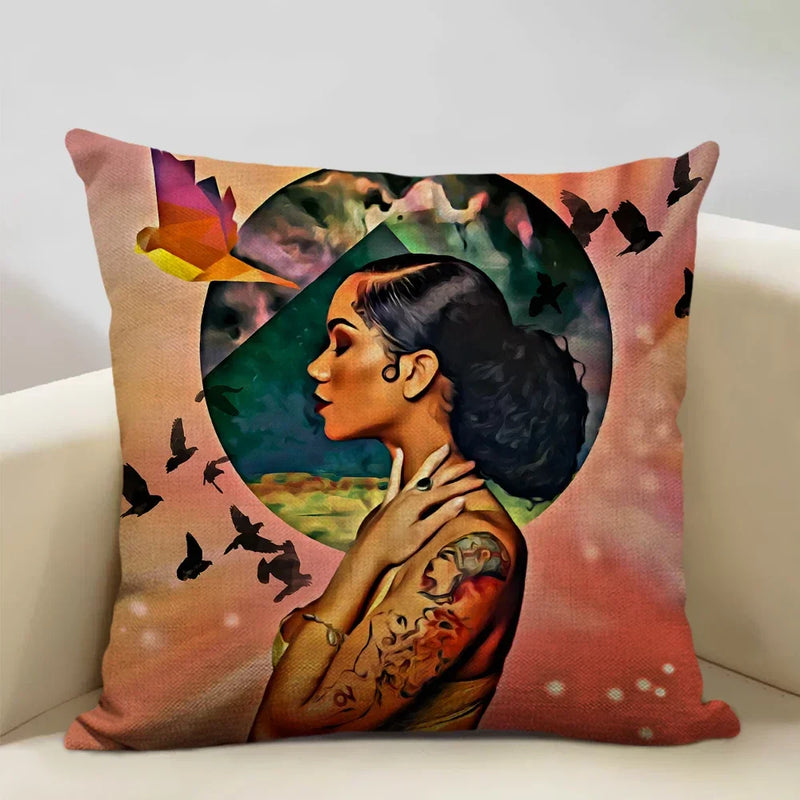 Axyaa African Lady Oil Painting Pillow Case Home Sofa Art Decoration Cover