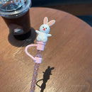Axyaa Cute Bear Straw with Cat Claw Stoppers in Pink
