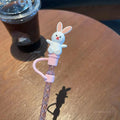 Axyaa Cute Bear Silicone Straw with Cat Claw Stopper & Dust Cap