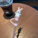 Axyaa Cute Bear Silicone Straw with Cat Claw Stopper & Dust Cap