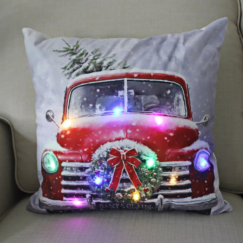 Axyaa LED Christmas Pillow Cover for Festive Holiday Decor