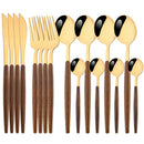 Axyaa Stainless Steel Wooden Handle Cutlery Set
