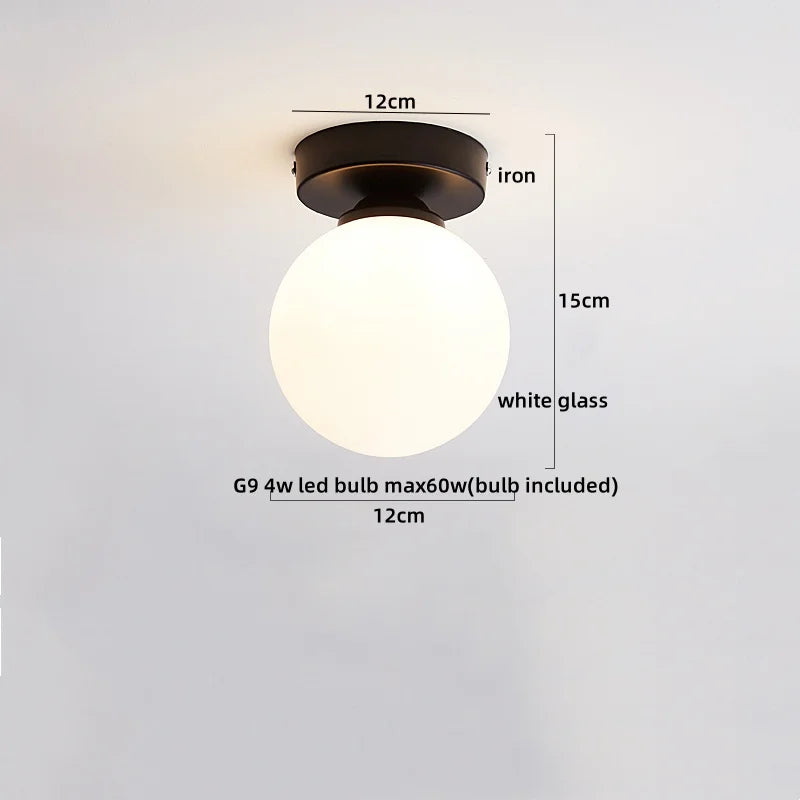 Axyaa Modern Wood Glass LED Ceiling Light for Kitchen Living Room Decor
