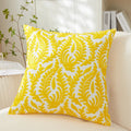 Axyaa Olive Green Yellow Floral Embroidery Pillow Cover 45x45cm Square Home Decoration