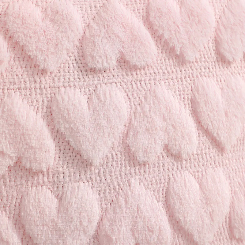 Pink Love Quilted Throw Pillow Cover by Axyaa - Plush Cushion for Sofa & Home Decor