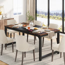 Axyaa Industrial Dining Table: Rectangular Kitchen Table for 6-8 Person