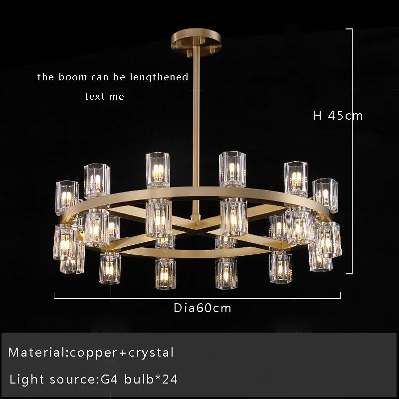 Axyaa Black Brass Crystal Chandelier - High Quality Luxury Ceiling Hanging Lamp