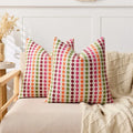 Axyaa Polka Dots Jacquard Pillow Cover in Yellow Blue Grey, 18x18" 20x20"