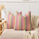 Axyaa Polka Dots Jacquard Pillow Cover in Yellow Blue Grey, 18x18" 20x20"