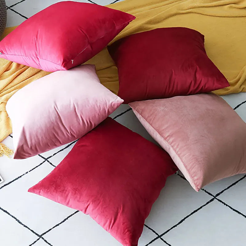 Super Cozy Burgundy Velvet Throw Pillow Cover for Luxe Home Decor by Axyaa