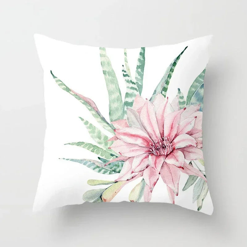Axyaa Cactus Flower Succulent Plant Pillow Cover - Home Decorative Cushion Cover