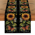 Axyaa Sunflower Silhouette Table Runner: Rustic Wedding Party & Home Decor