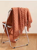 Axyaa Caramel Knit Throw Blanket - Soft, Warm, Textured, & Stylish