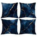 Axyaa Dark Blue & Gold Marbled Pattern Pillow Covers for Sofa, Bedroom, Car