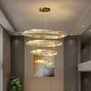 Axyaa Gold LED Crystal Pendant Chandelier for Modern Luxury Living Space