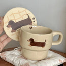 Cute Dachshund Ceramic Mug Set by Axyaa - Creative Gift for Dog Lovers