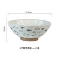 Axyaa Retro Ceramic Noodle Soup Bowl Underglaze Colored Lace Tableware