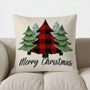 Axyaa Merry Christmas Plaid Trees Pillow Cover for Sofa, Bedroom, Car