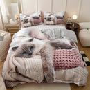 Axyaa 3D Cat Print Duvet Cover Set - All Season Soft Comfort Bedding