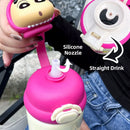 Axyaa Cartoon Thermos Bottle: Stainless Steel Insulated Vacuum Cup with Straw for Kids.