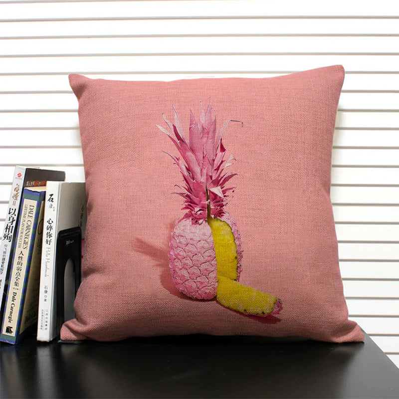 Axyaa Cactus Pineapple Pattern Cushion Cover 45x45 Linen Pillowcase