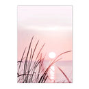Axyaa Pink Beach Sunset Lake Mountain Canvas Wall Art Nordic Decor