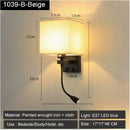 Axyaa LED USB Bedside Wall Lamp 3W Spot Light Fabric Modern Indoor Lighting