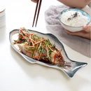 White Ceramic Fish Plate by Axyaa: Irregular Shape, Healthy & Stylish Tableware for Pasta, Sushi, Desserts