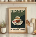 Axyaa Espresso Canvas Prints: Chic Mid-century Kitchen Wall Art for Modern Home Décor