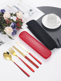 Axyaa 4-Piece Portable Travel Cutlery Set with Box