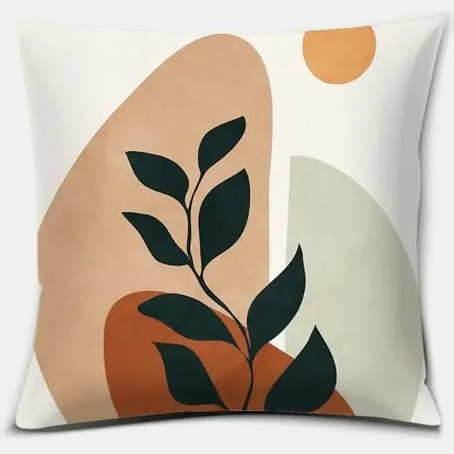 Axyaa Brown Green Abstract Pillow Cover 45x45 - Home Office Bedroom Sofa Car Decoration