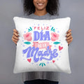 Axyaa Spanish Print White Pillow Case for Mom's Day Celebration