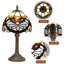 Axyaa Baroque Style Stained Glass Table Lamp Vintage Desk Small Bedside Bedroom Office Reading