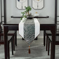 Axyaa Chinese Style Luxury Jacquard Table Runner with Tassel for Home Decor