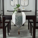 Axyaa Chinese Style Luxury Jacquard Table Runner with Tassel for Home Decor
