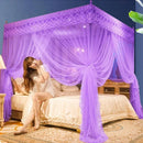 Axyaa Embroidery Lace Pleated Bed Net Canopy: Romantic Queen Double Bed Net, Stainless Steel Bracket Excluded