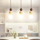 Axyaa Cream Style Wooden Stone LED Pendant Chandelier for Bedroom, Restaurant, Bar