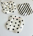 Axyaa Striped Minimalist Breakfast Plate - Modern Irregular Western Food & Dessert Plate