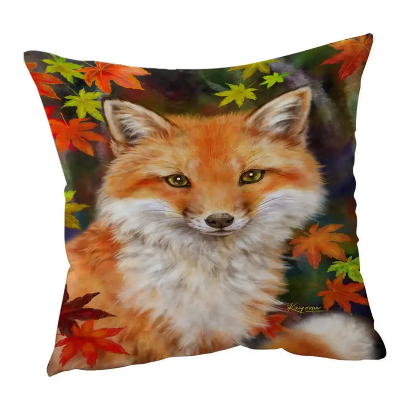Axyaa Wildlife Animals Cushion Covers 45X45CM Wolf Fox Tiger Christmas Cats Girls