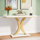 Axyaa Modern Gold Geometric Console Table, 40" Narrow Entryway Accent Table