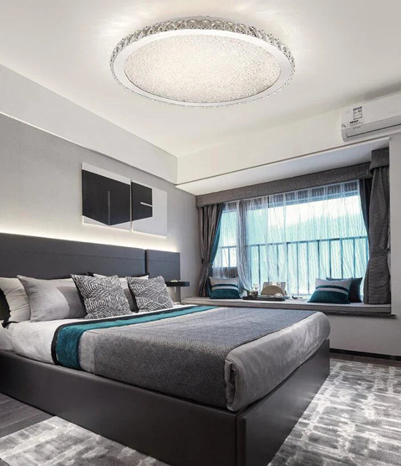 Axyaa Circular Crystal Ceiling Light with LED Bulbs for Home, Living Room, Bedroom, Restaurant
