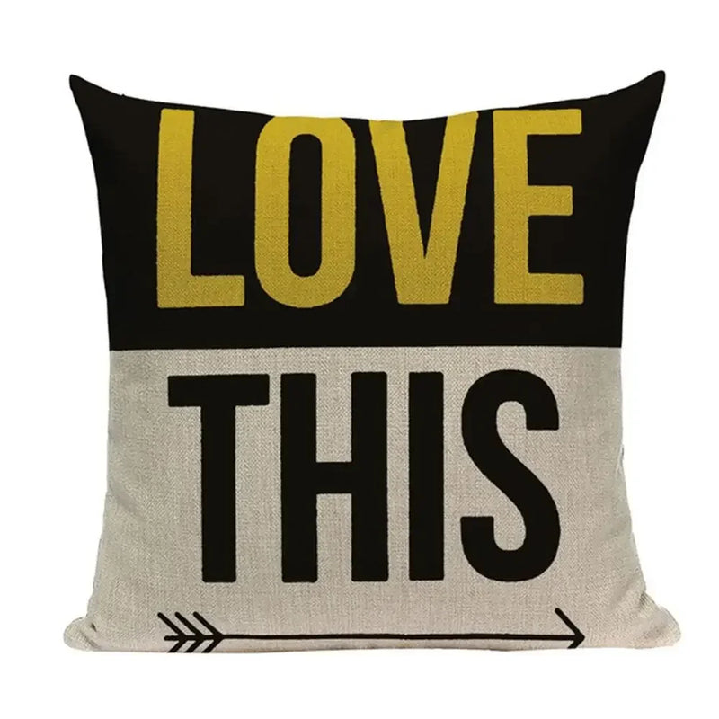 Axyaa Yellow Geometric Linen Pillow Case 45*45cm