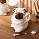 Cute Dog Mug by Axyaa: Large Ceramic Tea Cup with Lid, Funny Cartoon Design