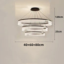 Axyaa Modern LED Circle Ring Chandelier, Black Metal Acrylic Shade, Home Decor Lighting