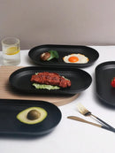 Axyaa Black Plastic Dinner Plates - Set of 12 - Ideal for Desserts & Parties