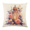 Axyaa Ramadan Karim Pillowcase: Flower Crescent Moon Lamp Design Sofa Cushion Cover
