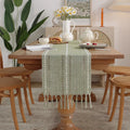 Axyaa Striped Jacquard Table Runner with Tassels for Elegant Home Decor